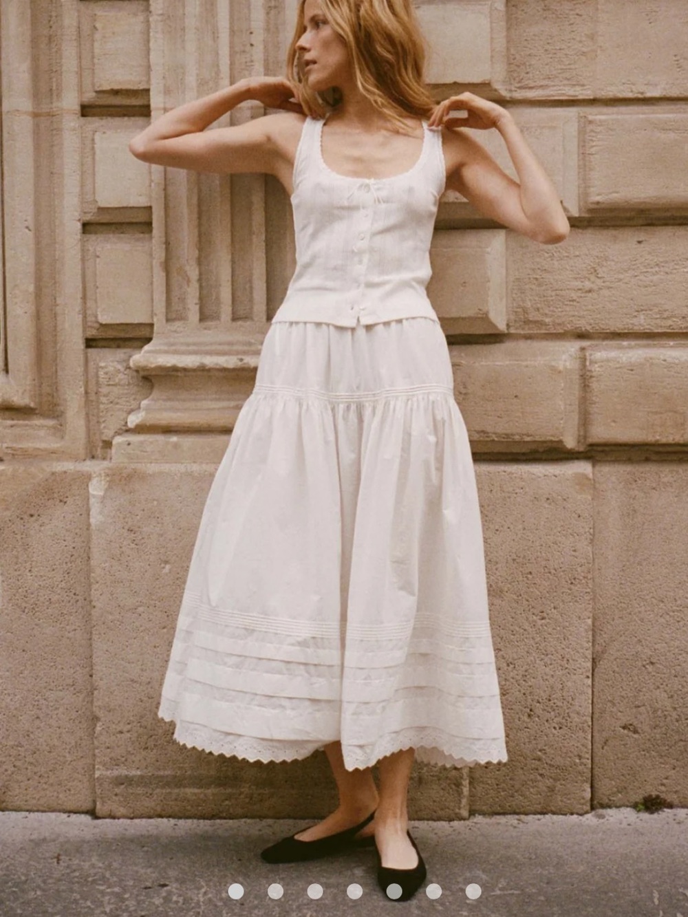 Doen Sebastiane White Cotton Midi Skirt